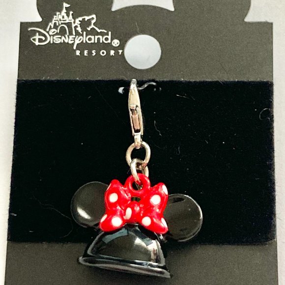 Vintage Minnie Mouse Hat Charm Bow Polka Dots Red Black Clip Zipper Pull Purse - Picture 1 of 11
